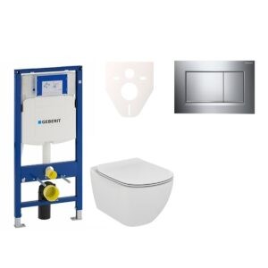 Cenově zvýhodněný závěsný WC set Geberit do lehkých stěn / předstěnová montáž+ WC Ideal Standard Tesi 111.300.00.5NF6