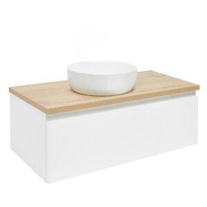 Koupelnová skříňka s krycí deskou SAT B-WAY 99x30x45 cm bílá lesk BWAY100WDOAK